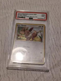 2021 Pokemon SWSH Black Star Promo #095 Eevee Holo 3 Pack Blister PSA 9 - Image 3