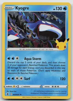Pokemon Card Kyogre Holo Rare Celebrations 003/025 - Image 1