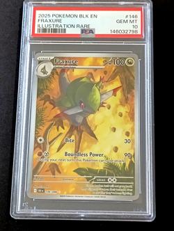 2025 Pokemon Black Bolt Fraxure Illustration Rare #146 PSA 10 Pop 100 - Image 1