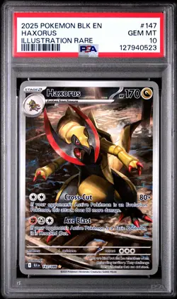 2025 POKEMON BLK EN-BLACK BOLT ILLUSTRATION RARE #147 HAXORUS PSA 10 - Image 1