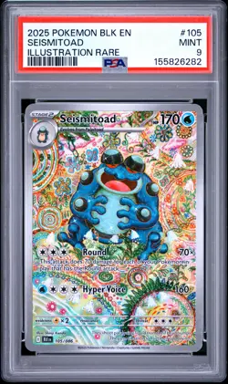 PSA 9 2025 Pokemon TCG Sv: Black Bolt Seismitoad IR Holo 105/086 EN - Image 1