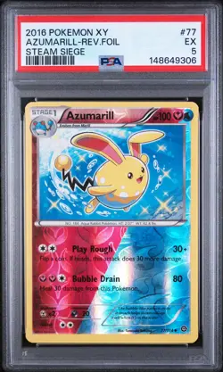 Azumarill [Reverse Holo] - Pokemon Steam Siege #77 PSA 5.0 - Image 1