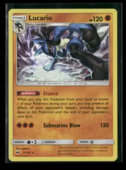 Lucario 71/147 - Holo Holo Rare - SM - Burning Shadows - MP - Pokemon - Image 1