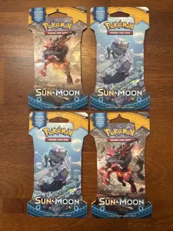 Pokemon TCG: Sun and Moon Base Set Sleeved Booster Pack LOT of 4 New 820650801945 - Image 1