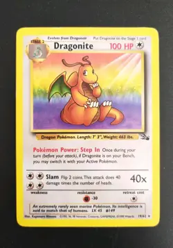 Dragonite 19/62 Non Holo Fossil Vintage Pokemon TCG LP - Image 1