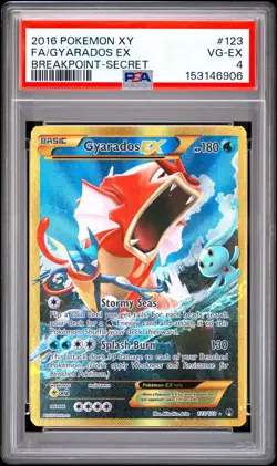2016 POKEMON XY BREAKPOINT SECRET RARE #123 FULL ART GYARADOS EX PSA 4 - Image 1