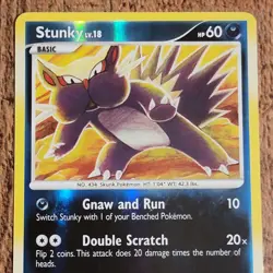 Stunky 76/100 Stormfront D&P Reverse Holo 2008 Vintage Pokemon Trading Card TCG - Image 1