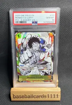 2025 ONE PIECE OP10-111 PREMIUM CARD COLLECTION VOL 1 MONKEY D LUFFY PSA 10 P3 - Image 1