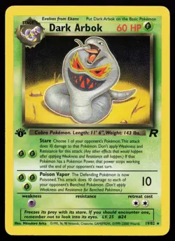Dark Arbok 19/82 Rare Team Rocket 1st Edition Non Holo Pokemon Card - Image 1