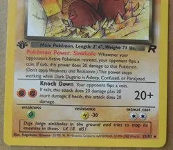 Dark Dugtrio 23/82 1st Edition Rare Non-Holo Team Rocket Pokemon Card LP - Image 3