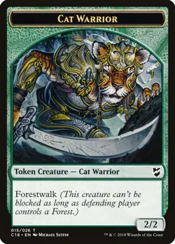 MTG Cat Warrior // Plant ** Commander 2018 Tokens ** English - Image 1