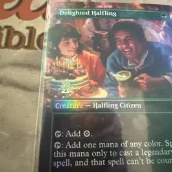 Delighted Halfling (Borderless) Universes Beyond: TLOR #0402 Foil Pre-Release! - Image 2