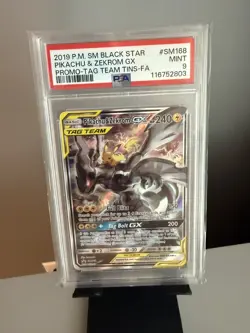 2016-19 Pokemon SM Black Star Promos Pikachu & Zekrom Tag Team #SM168 PSA 9 - Image 1