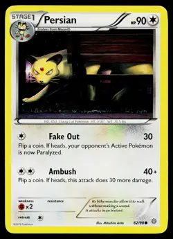 Persian 62/98 Common Ancient Origins Pokemon Moderately Played - Image 1