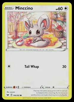 Pokemon Card Sword & Shield Minccino 146/202 Common - Image 1