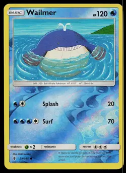Pokemon Card Guardians Rising Wailmer 29/145 Common Reverse Holo - Image 1