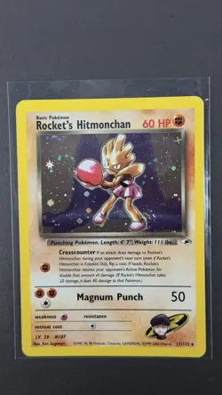 Rocket's Hitmonchan 11/132 Gym Heroes - Holo Pokemon Card - EXCELLENT - Image 1