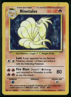 1999 Pokemon Base Set Ninetales 12/102 Holo Rare NM - Image 1