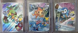 Pokemon, First Partner Illustration Series 1, Gen 4, Turtwig, Chimchar, Piplup - Image 1