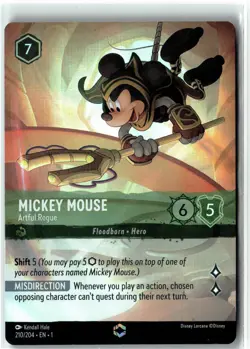 Disney Lorcana Mickey Mouse Artful Rogue 210/204 Enchanted The First Chapter - Image 1