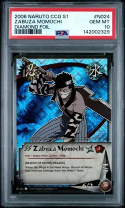PSA 10 2006 NARUTO CCG CARD S1 PATH TO HOKAGE DIAMOND FOIL N024 ZABUZA MOMOCHI - Image 1