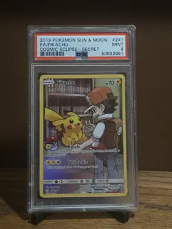 Pokemon Pikachu 241/236 Sm-Cosmic Eclipse Secret Rare Holo Full Art PSA 9 - Image 1