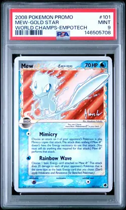 2008 POKEMON WORLD CHAMPIONSHIPS PROMO EMPOTECH #101 MEW-GOLD STAR PSA 9 - Image 1