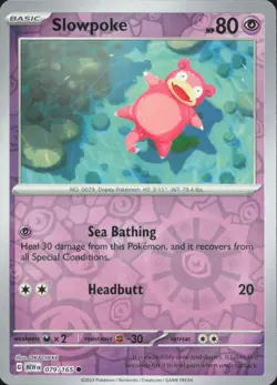 Slowpoke 079/165 Common 151 Pokemon Reverse Holo Near Mint - Image 1