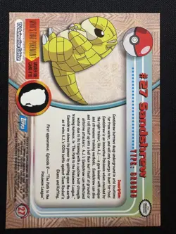 1999 Topps Pokemon TV Animation Edition Series 1 #27 Sandshrew - Image 2