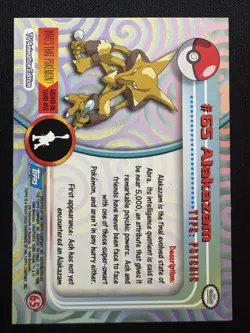 1999 Topps Pokemon TV Animation Edition Series 1 #65 Alakazam - Image 2