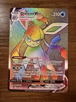 Pokemon TCG Glaceon VMAX Evolving Skies Holo Secret Rare 208/203 English NM - Image 1