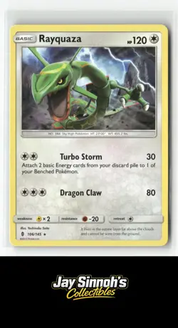 Rayquaza 106/145 Guardians Rising NM Rare Pokemon - Image 1