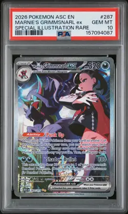 2026 MARNIE'S GRIMMSNARL EX 287 SPECIAL ILLUSTRATION RARE POKEMON PSA 10 - Image 1