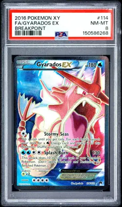 2016 POKEMON XY BREAKPOINT #114 FULL ART/GYARADOS EX PSA 8 - Image 1