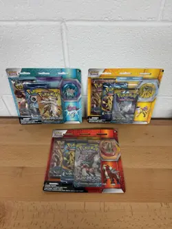 Pokemon Legendary Beasts Sealed Blister Pack Pin Set Raikou Entei Suicune Johto - Image 1