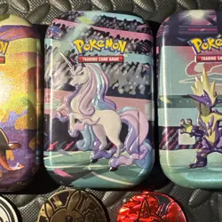 6 Pokemon Tins Empty - Galarian Rapidash - Pikachu Coin - TCG Tin Lot Empty - Image 2