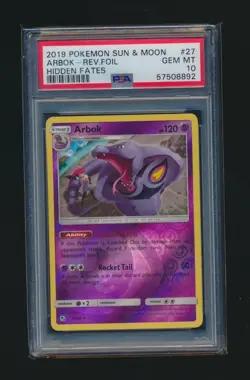 ARBOK POKEMON HIDDEN FATES REVERSE HOLO RARE 27/68 GRADED PSA 10 GEM MINT - Image 1