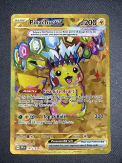 Pokemon TCG SV08 Surging Sparks Pikachu EX Hyper Rare Gold Holo Card 247/191 - Image 1