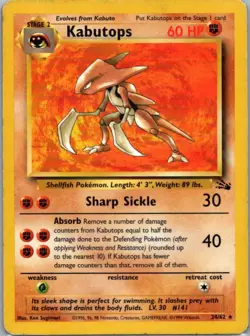 Pokemon TCG Kabutops 24 Fossil MP - Image 1