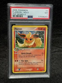 2006 VINTAGE Pokemon Flareon Holo #2 - POP Series 3 - PSA 7 SWIRL RARE! - Image 1