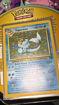 Pokemon TCG Vintage 1999 Vaporeon Holo Rare Jungle Set #12/64 NM Never Played - Image 2