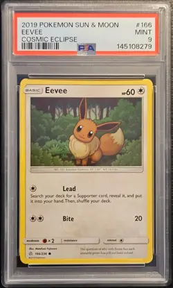⭐PSA 9 Eevee 166/236⭐2019 Pokemon Cosmic Eclipse Sun & Moon - Image 1