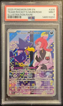 ⭐PSA 9 Team Rockets Murkrow 200/182 ⭐Destined Rivals Pokemon TCG - Image 1