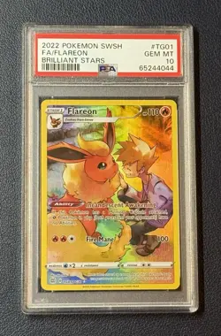 Pokemon Sword & Shield Brilliant Stars Flareon Trainer Gallery TG01/TG30 PSA 10 - Image 1