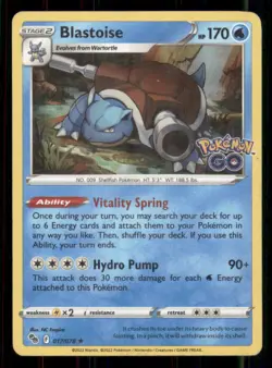 Blastoise 017/078 Holo Rare Pokemon GO Pokemon Holo Lightly Played - Image 1