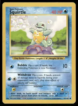 1999 Squirtle 063/102 Common LP Base Set Pokemon - Image 1