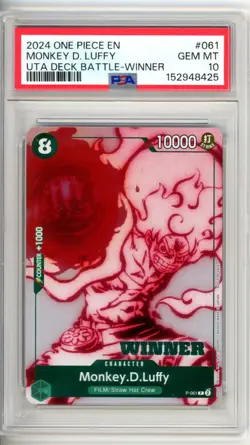 Monkey D Luffy 2024 One Piece EN Uta Deck Battle Winner #061 PSA 10 - Image 1
