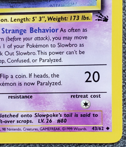1st Edition Slowbro - Fossil - #43/62 - Vintage Pokemon Card 1999 WOTC - Image 4