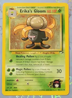 Erika’s Gloom 45/132 Gym Heroes Pokemon Card VLP - Image 1
