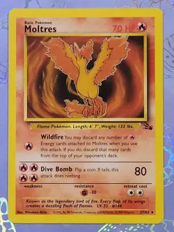 Moltres 27/62 Fossil 1999 Pokemon Card NM - Image 1